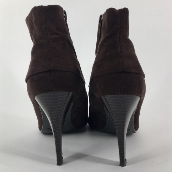 MARC FISHER Brown Suede Fold-Over Booties Size 7.5 - Picture 4 of 6